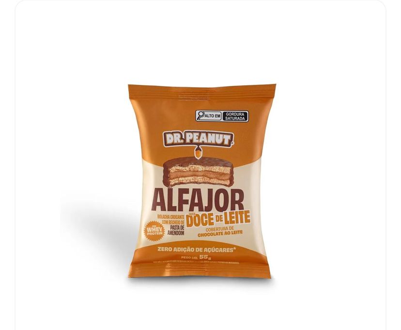 ALFAJOR DR PEANUT C/ WHEY DOCE LEITE/CHOC BRANCO